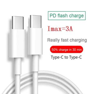 1M 3 stopy USB Cable type C do C do C Szybkie podparcie Obsługa PD 20W 3A Szybkie kabel dla Samsung S21 S22 Uwaga 20 z pakietem detalicznym