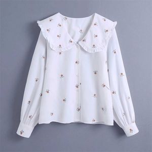 Рубашка для женской блузки цветочная вышивка с длинными рукавами Элегантная повседневная винтажная шикарный