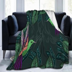 Filtar flanell filt tropiska blad kolibri ultra-mjuk mikrofleece för badrock bäddsoffa reser hem vinterfjäder fallblanketter