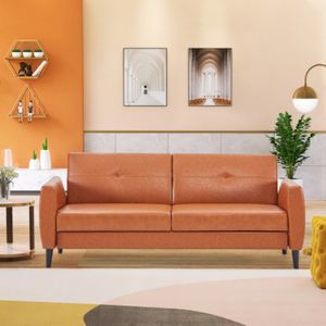 Orisfur. Divano letto futon pieghevole moderno convertibile in pelle PU con contenitore per spazi abitativi compatti, appartamenti, dormitori