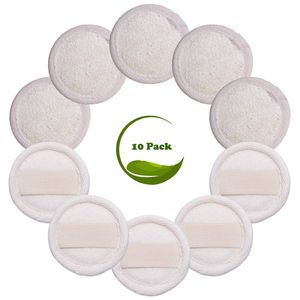 10 förpackningar Exfolierande Loofah Face Brush Cleanser och Massager 100% Natural Sponge Manual Facial Cleansing Scrubber Handheld Loofah Sponge Pads