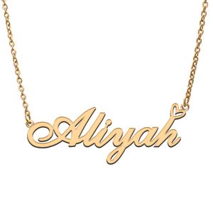 Aliyah Namensketten für Frauen, Liebesherz, Gold-Namensschild-Anhänger, Mädchen, Edelstahl, mit Namen versehen, Freundin, Geburtstag, Weihnachten, Statement-Schmuck, Geschenk