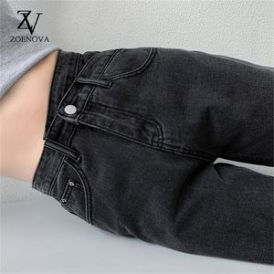 Zoenova jeans kvinnor breda ben byxor mamma femme svart bl￥ jeans h￶g midja kvinna byxor kl￤der pantalones spodnie damskie 220812