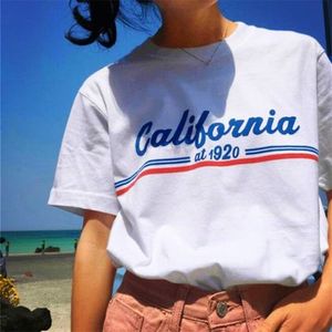 California At 1920 Lettera Stampa T Shirt da donna Harajuku Estetica Vintage Graphic Street Style Casual Allentato Bianco Nero Egirl Y2k 220511