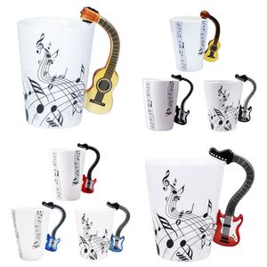 Novelty Guitar Ceramic Cup Personality Music Milk Juice Mug Unique Coffee Tea Mugs Cups Home Office Drinkware High Quality Y200104