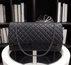 46CM Large Capacity Ladies Flap Designer Bags Quality Caviar Classic Handbags Shoulder Bag Golden/Silver Metal Chains Diamond Quilting Mini Handbag For Womens
