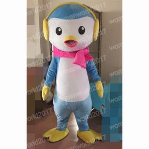 Traje de mascote de pinguim azul de Halloween traje de desenho animado de primeira qualidade, traje unissex adultos roupas de natal de natal vestido de fantasia