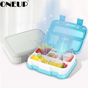 Oneup Portable Lunch Box for Kids with Compartment Cartoon Microwavable Bento Box Thiproof Food Container Tableware T200902