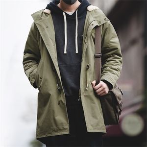 Maden men's thick hooded M-51 fishtail cotton coat plus velvet parka coat jacket army green cotton coat windbreaker men 201210