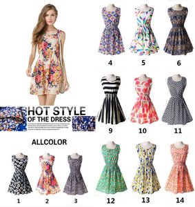 wholesale summer Floral printing Women's Clothing Girls clothes sleeveless dress fashion ladies dress Casual Dresses 7