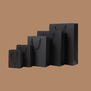 Black High Quality Paper Kraft Paper Gift Tote Bag Free Printing Monochrome LOGO Wedding Christmas Birthday Party Gifts Packing 8 Size Available YF0015