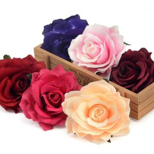 Wholesale fake red roses for sale - Group buy 100pcs Artificial Deep Red Rose Silk Flower Heads For Wedding Decoration DIY Wreath Gift Box Scrapbooking Craft Fake Flowers1240Z