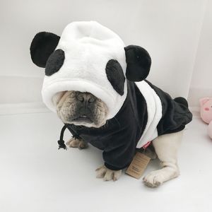 Ubrania psów dla małych psów zabawne kostium francuski buldog zimowe ciepłe bluzy chihuahua puppy odzież panda cosplay 4xl y200328