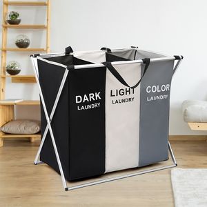 1/2/3 Girds Laundry Basket Oxford Cloth Foldable Dirty Clothes Storage Organizer Laundry Hamper Home Sundries Folding Basket CX220413