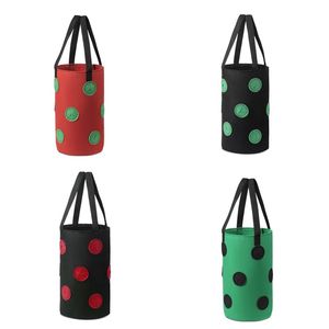 Planters Strawberry Planting Felt Bag Garden Potatoes Potted Vertical Multi Mouth Container Outdoor Vegetable Hanging Planter Bonsai Grow 20220616 D3