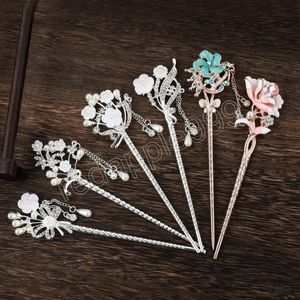 Vintage Chinese Style Hair Stick Women Metal Rhinestone Hairpins Chopsticks Hairpin Woman Jewelry Hair Clip Accessories