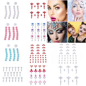 Adesivos de tatuagem descartáveis ​​cor de jóias de face color cristal diamante olho de bricolagem face corpo maquiagem de maquiagem de maquiagem de maquiagem de maquiagem d'água