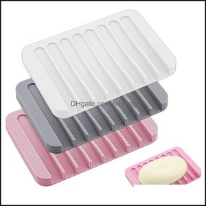 Slipande Sile Soap Holder Flexibla tvålar Diskplattans hållare Tray Soapbox Container Lagring Badrum Kök Tillbehör WH0030 Drop Leverans