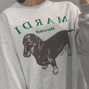 Women's Hoodies & Sweatshirts Retro Playful Cute Dachshund Dog Letter Print Pullover Womens 2022 Korean Casual All- Match Oversized Clothes