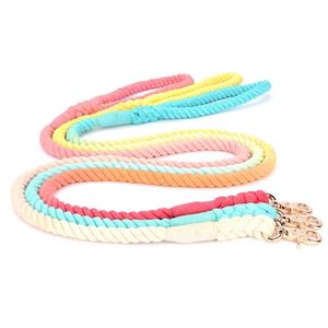 Dog Leash Rope Gradient Color Hand dyed Woven Cotton Fashion Art Pet Supplies Personalized Basic Leashes 1 LJ201112