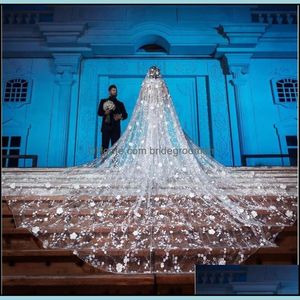 Bridal Veils Wedding Akcesoria imprezowe imprezy Wspaniała katedra o długości m z koronkami D Soft tle o dhocu