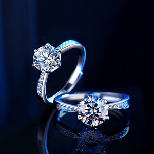 Fashion Moissanite Diamond Wedding Rings Women 1.0ct 2.0ct Top Designer Finger Ring Adjustable Silver S925 Jewelry Gifts for Lady Quality