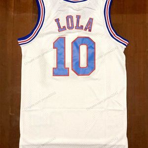 Nikivip navio de nós lola #10 Tune Squad Space Jam Basketball Jersey Movie Men's All Stitched White Jerseys Size S-3xl Qualidade superior