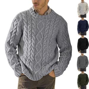 Erkek Sweaters Sonbahar Kış Süvari Erkekler Avrupa ve Amerikan Düz Renk Yuvarlak Boyun Uzun Kollu Sweatermen Olga22