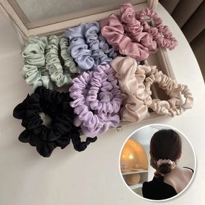 3 Pcs Set Satin Silk Solid Color Scrunchies Elastic Hair Bands New Women Girls Hair Accessories Ponytail Holder Hair Ties Rope