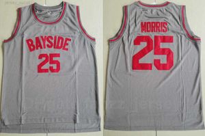 Men Basketball Moive Bayside Tigers 25 Zack Morris Jerseys salvos pela equipe da Bell University Away Color Grey Todos os esportes costurados respiráveis ​​puro algodão/bom