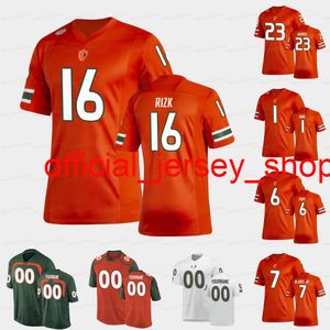 Anpassad Miami Hurricanes Fotboll Jersey Ryan Rizk Al Blades Jr. D'Eriq King Bubba Bolden JayLan Knighton Sean Taylor Ray Lewis Jonathan Ford