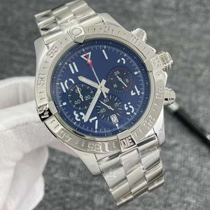 Luxury Mens Watch Blue Dial Japan Super VK Quartz Chronograph 45mm Avenger Hurricane SEA1884 Stainless Steel Strap Case Hardlex Glass Wristwatches