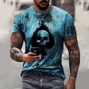 T-shirt da uomo Arrivi 2022 T-shirt con stampa 3D, top con motivo a poker di picche, streetwear super traspirante e ad asciugatura rapida