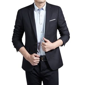 Fashion Men's Casual Boutique Business Solid Color Single Button Suit Blazers Jacket Coat 220409