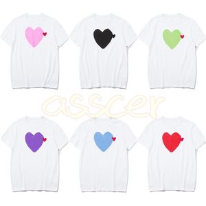 High Street Mens White T Shirts Fashion Womens Heart Print Tees Designer Men Man Short Sleeve Tops Asian Size S-2XL