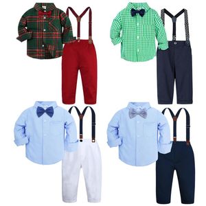 Set di abbigliamento Baby Kids Boy Abiti da sposa Set Bretelle per neonati Abito formale Abiti per bambini Pasqua Festa di compleanno per bambini 4 pezziAbbigliamento