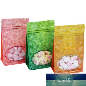 100Pcs/Lot Eight Side Sealed Transparent Window Stand Up Bag Food Gifts Dried Fruits Candy Nuts Zip Lock Waterproof Dustproof