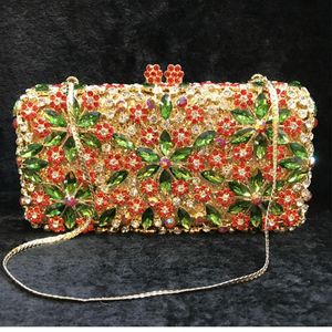 Borse da sera da sposa Fiore da sposa da donna Borsa da cocktail con pochette in cristallo colorato con diamanti Borse da sera