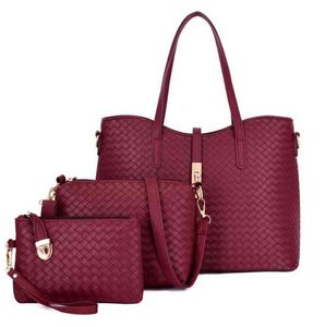 3 Pieces Set Woman Bags Sac Fashion Woven Pattern Handbag Three Piece Shoulder Bag Messenger Bag Torebka Damska G220420