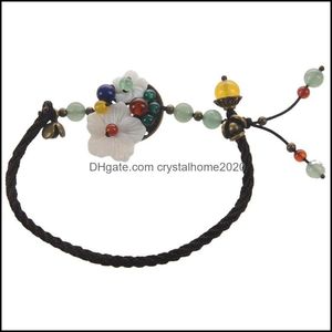 Wholesale knitted anklet for sale - Group buy Anklets Jewelry National Style Fashion Hand Knitted Anklet Female Models Shell Flower Dongling Jade Antique Drop Delivery Cybhb