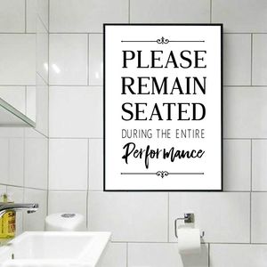 Paintings Funny Bathroom Sign Wall Art Canvas Painting Picture Please Remain Seated Quotes Typography Poster Prints Decor