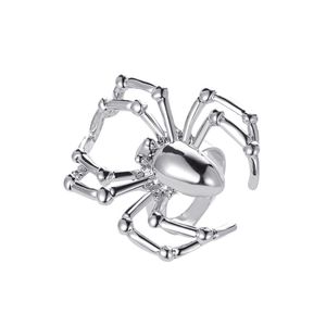 Women Men Gothic Spider Open Ring Halloween Jewelry Finger Rings for Gift Party Silver Black