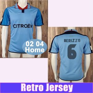 2002 2004 VRYZAS メンズレトロサッカーユニフォーム MOSTOVOI GustavoLopez Velasco Berizzo ブルーホームサッカーシャツ半袖大人のユニフォーム
