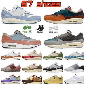 2022 1 Löparskor Mode Kvinnor Män Sneakers Patta Waves Sport Sneakers Monarch Noise Aqua Maroon Black Cactus Jack 87 Barock Brun Saturn Guld Cave Stone