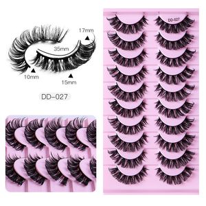 10 Pairs D Curl Faux 3D Mink Eyelashes Russian False Eyelashes Soft Comfortable Eye Lashes Extension Reusable Lash Makeup