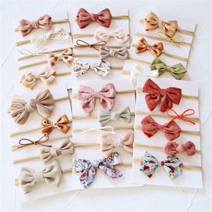 5pcsset Baby Bow Bow Bead عصبة رأس نايلون عصابات شعر القطن للأطفال