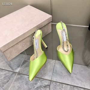 Saeda Tacchi a spillo con catena di strass a forma di Y Pinkycolor Scarpe da donna Abiti da sposa Sandali a spillo con fibbia Sandali con punta a punta Caviglia Catena di diamanti luminosi Tacco alto