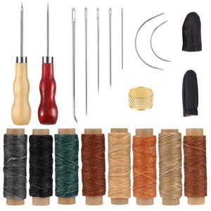 Wholesale stitching awl thread for sale - Group buy Sewing Notions Tools Fenrry Leather Kit With Large Eye Stitching Needles Waxed Thread Wooden Handle Drilling Awls For DIY Craft