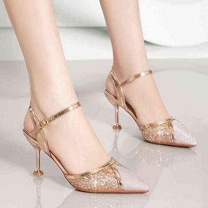 2022 Nya Mary Jane Shoes Glitter Heels Evening Shoes Stiletto Extreme High Heels Stiletto Party Shoes for Women High Heels G220527