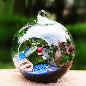 10pcs Globe kształt przezroczysty szklany terrarium kwiat kulowy wiszący sadzarka terrarium pojemnik krajobraz ozdoby ogrodu 210409